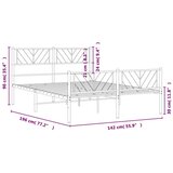 vidaXL Kovinski posteljni okvir z vzglavjem in vznožjem bel 135x190 cm | Shoptok.si