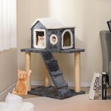  90 cm visok scratcher s ljestvama i kućicom, mačje drvce | shoptok.hr