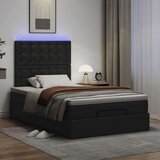 vidaXL Otomanski posteljni okvir z vzmetnico črn 120x190 cm um. usnje | Shoptok.si