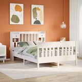 vidaXL Posteljni okvir brez vzmetnice bel 150x200 cm trdna borovina | Shoptok.si
