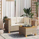 Maison Chic Vrtni kotni kavč - Zunanji kavč z blazinami 2 kosa bež poli ratan, (22041022) | Shoptok.si