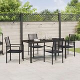 vidaXL 5-delni vrtni jedilni set Črna PVC ratan | Shoptok.si