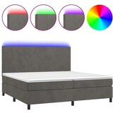  Box spring postelja z vzmetnico LED temno siva 200x200 cm žamet, (20761104) | Shoptok.si
