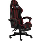 vidaXL racing stol z oporo za noge črno in vinsko rdeče usnje | Shoptok.si