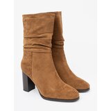 Shelvt Caramel ankle boots with ruffled upper and heel | ePonuda.com