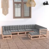 The Living Store Vrtna sedežna garnitura 9-delna z blazinami trdna borovina - Vrtna Sedežna Garnitura, (21424495) Cene
