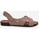 Zazoo Leather Velcro Sandals Dark Beige 40141 | Shoptok.si