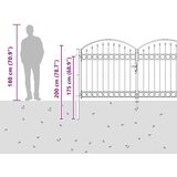  Ogradna vrata ASSEN 301 x 200 cm Čelik Siva Može se zaključati | shoptok.hr