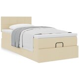 vidaXL Otomanski posteljni okvir z vzmetnico krem 90x200 cm blago Cene