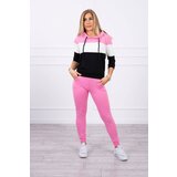 Kesi Set with colored stripes light pink+ecru Cene