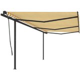  Automatska tenda na uvlačenje sa stupovima 6x3 5 m žuto-bijela Cijene