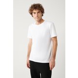 Avva Men's White Ultrasoft Crew Neck Plain Standard Fit Regular Fit Modal T-shirt Cene