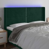 LED uzglavlje tamnozeleno 203 x 16 x 118/128 cm baršunasto | shoptok.hr