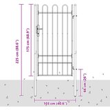  Ogradna vrata BOXTEL 103 x 225 cm Čelik s prahom premazan Siva | shoptok.hr