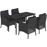  5-dijelni vrtni blagovaonski set s jastucima od poliratana crni | shoptok.hr