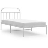 Maison Chic Kovinski Posteljni okvir - Dvoposteljna postelja - Zakonska postelja z vzglavjem bel 100x190 cm, (21693149) | Shoptok.si