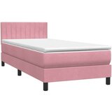 Box spring postelja z vzmetnico roza 90x220 cm žamet, (21792480) | Shoptok.si
