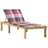 Maison Chic Ležalnik - Sončna ležalnik in rdeča karo blazina impregnirana borovina, (22042763) | Shoptok.si