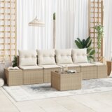 vidaXL 5-delna vrtna sedežna garnitura z blazinami Bež Poli ratan | Shoptok.si