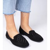 Gemre Black women's eco-suede embroidered ballet flats Ronna | shoptok.hr