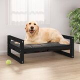vidaXL Pasja postelja črna 75,5x55,5x28 cm trdna borovina | Shoptok.si