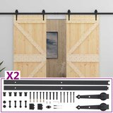  Klizna vrata 2 pcs 80 x 210 cm Masivna borovina Prirodna i crna | shoptok.hr