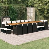 vidaXL 19-dijelni vrtni blagovaonski set s jastucima poliratan crni | shoptok.hr