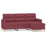  Kavč trosed s stolčkom za noge vinsko rdeč 180 cm blago, (20924554) | Shoptok.si