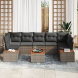 vidaXL Set vrtnih sofa sa jastučićima Siva Poliratan Akacija | shoptok.hr