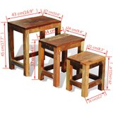  3-dijelni set uklapajućih stolića starinski obnovljeno drvo | shoptok.hr