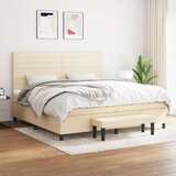  Krevet s oprugama i madracem krem 200 x 200 cm od tkanine | shoptok.hr