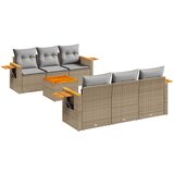 Maison Chic Seti vrtnega pohištva - Vrtna garnitura - Vrtni pohištvo set 7-delna z blazinami bež poli ratan, (21803211) | Shoptok.si
