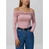 Reserved Majica dugih rukava s visokim udjelom modalnih vlakana - pastelnoružičasto | shoptok.hr
