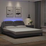 Maison Chic Posteljni okvir - Dvoposteljna postelja - Zakonska postelja z LED lučkami siv 180x200 cm umetno usnje, (21696396) | Shoptok.si