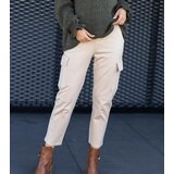Gemre Beige cargo pants with sewn-on pockets Nuala | Shoptok.si