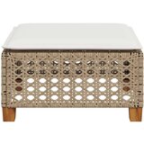 vidaXL Vrtni stolček z blazino bež 63,5x56x32 cm poli ratan | Shoptok.si
