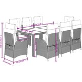  9-dijelni vrtni blagovaonski set s jastucima crni od poliratana Crna 190 cm table length | shoptok.hr