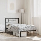 vidaXL Kovinski posteljni okvir z vzglavjem črn 90x200 cm Cene