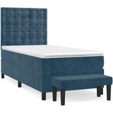 Box spring krevet s madracem tamnoplavi 90x200 cm baršunasti | shoptok.hr