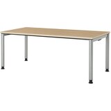 mauser Pravokotna miza, podnožje iz okroglih cevi, VxŠ 680 - 760 x 1800 mm, plošča imitacija javorja, ogrodje aluminijaste barve | Shoptok.si