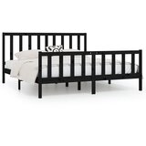 The Living Store Posteljni okvir črn iz trdnega lesa 200x200 cm - Posteljni Okvir, (21528064) | Shoptok.si