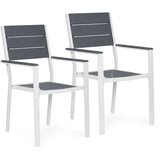 Multi Garden Set od 2 vrtne stolice za terasu ili balkon, HDPE i čelik, sivo-bijele | shoptok.hr
