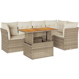 Maison Chic Seti vrtnega pohištva - Vrtna garnitura - Vrtni pohištvo set 6-delna z blazinami bež poli ratan, (21813217) | Shoptok.si