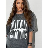 DStreet T-shirt damski z nadrukiem HAYATOUS grafitowy | ePonuda.com