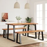 vidaXL Jedilna garnitura 3-delna z naravnim robom akacijev les | Shoptok.si