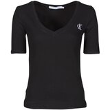Calvin Klein Jeans Majice s kratkimi rokavi CK RIB V-NECK TEE Črna | Shoptok.si