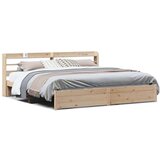 vidaXL Okvir kreveta s uzglavljem 200 x 200 cm od masivne borovine | shoptok.hr