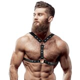 Fetish Submissive Attitude Chest Harness Double Fastening & Studs Eco Leather Men Black Cene