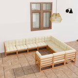 The Living Store Vrtna sedežna garnitura z blazinami 10-delna medeno rjava - Vrtna Sedežna Garnitura, (21421519) Cene