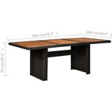 Poli vrtni blagovaonski stol crni 200 x 100 x 74 cm od poliratana | shoptok.hr